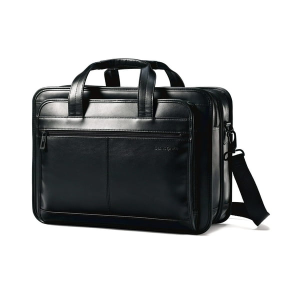 Maletín Samsonite Leather expandible negro de 17 pulgadas