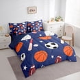 thumbnail image 3 of Homewish Rugby Sport Game 7-Piece Twin Bedding Sets,Football Basketball Lover Bedding Comforter Set,Orange Deepblue Sheet Sets For Boys Teens,Microfiber Bedroom Decor Reversible, 3 of 8