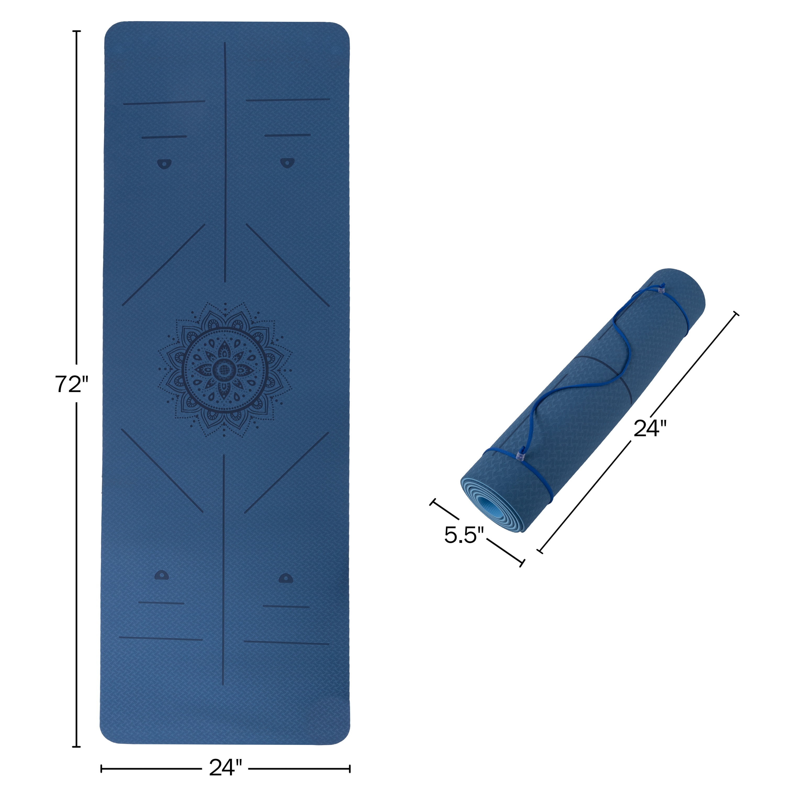 Non-Slip Yoga Mat with Alignment Marks '? Lightweight Exercise Mat with Carry Strap for Ho