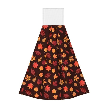 

Zufioo fall Maple leaf Print Coral Fleece Velcro Hand Towel Hangable Absorbent Hand Towel Suitable for Kitchen Bathroom Household Items