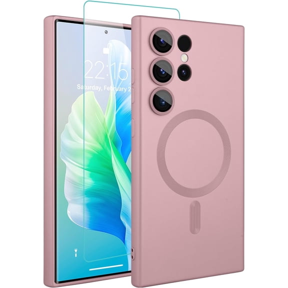 Magnetic Case for Samsung Galaxy S24 Ultra Case [Compatible with Magsafe]Slim Shockproof Soft TPU Anti Scratch Case for Galaxy S24 Ultra 6.8 Inch 2024, Pink