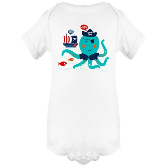 Blue Octopus Pirate Doodle Bodysuit Infant -Image by Shutterstock,  Newborn