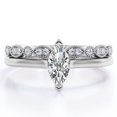 thumbnail image 1 of JeenMata Anillo Solitario de Talla Marquesa de 1,75 Quilates Conjunto de Boda Festoneado Estilo Art Déco: Baño de Oro Blanco de 18 K sobre Plata (Personalice la Banda de Su Anillo de Bodas), 1 of 6