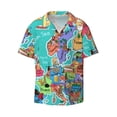 thumbnail image 2 of Lsque Cartoon Map Of Europe print Men's Cuban Collar Short Sleeve Shirt Summer Beachwear Casual Button Down Fashionable Vacation Leisure Shirt-X-Large, 2 of 7