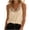 Khaki, variant on Mesh Patchwork V Neck Tank Tops for Women Dressy Casual Summer Sleeveless Sheer See Through Ribbed Knit Camisole Shirts Loose Fit Cozy Blouses