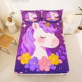thumbnail image 5 of Manfei Dreamy Flower Queen Sheets,Cute Unicorn Pattern Queen Sheet Sets,Pink,4 Pieces,1 Flat Sheet, 1 Fitted Sheet and 2 Pillowcases, 5 of 6