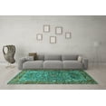 thumbnail image 3 of Ahgly Company Machine Washable Indoor Square Animal Turquoise Blue Traditional Area Rugs, 4' Square, 3 of 4