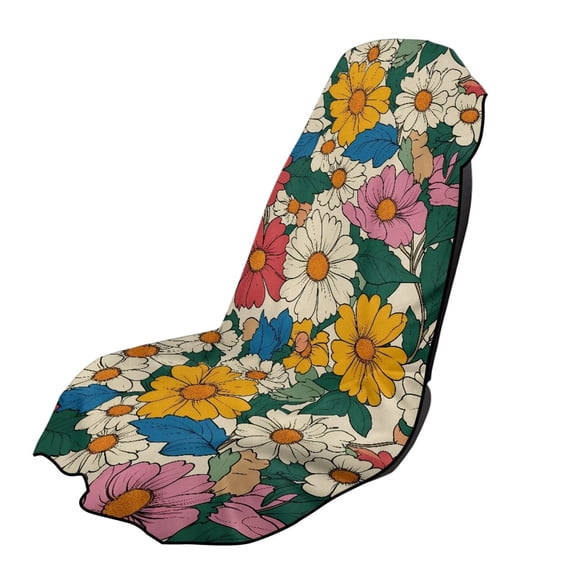 Uorisanigo Seat Covers for Cars Front Seats Only Universal Fit Most Vehicles Colorful Flowers Print Car Seat Cover Sweat Towel Bucket Seat Covers for Beach Swimming, Sports, Camping,Yoga