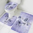 thumbnail image 3 of Purple Floral Bath Mat 3 Piece Bathroom Rug Set, Vintage Botanical Gradient Pastel Painting Non Slip Bath Rug Contour Mat and Toilet Lid Cover, Absorbent Shower Mats Soft Bath Rugs and Mats Sets, 3 of 8