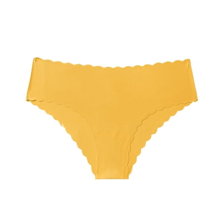 Dasayo Thong Ladies Panties Yellow Seamless G-String Low Waist Solid Cheeky Panty Hipster Underwear for Women M