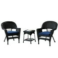 thumbnail image 2 of Jeco Ensemble de Conversation en Osier 3 Pcs, Noir avec Coussins Bleus, 2 of 2