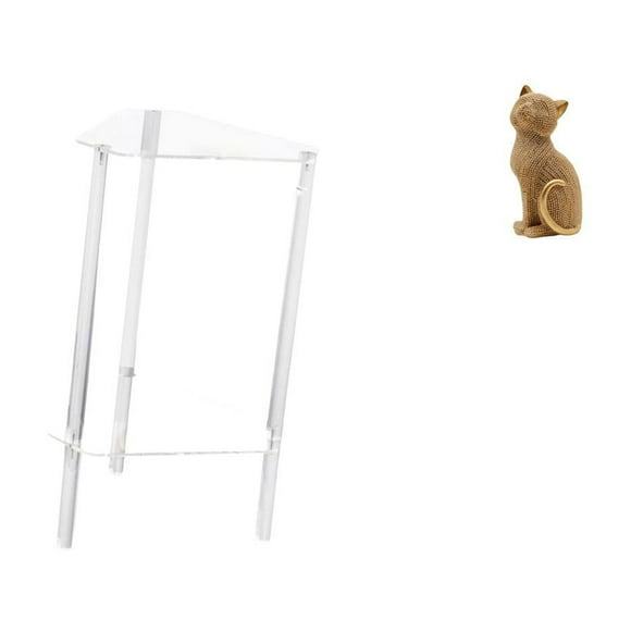 Mesita de noche,Mesa auxiliar de acrílico transparente,mesa auxiliar transparente de 2 niveles,Mesa pequeña de acrílico,mesita de noche pequeña,compacta,Figura de escritorio,Estatua de