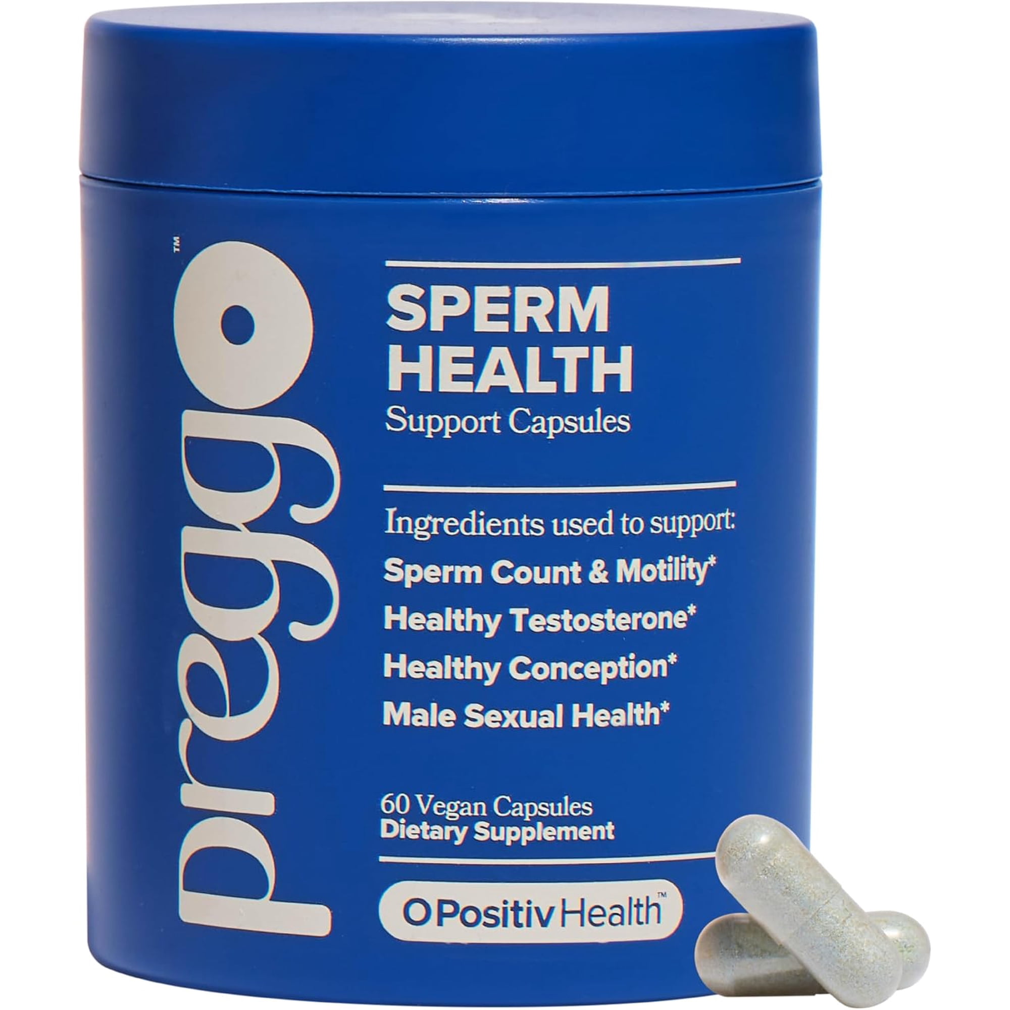 O Positiv Preggo Sperm Health Capsules for Men - OBGYN-Formulated for Improved Sperm Count & Motility with Tongkat Ali, NAC, Alpha Lipoic Acid – Male Reproductive Health, 60 Count (Pack of 1)