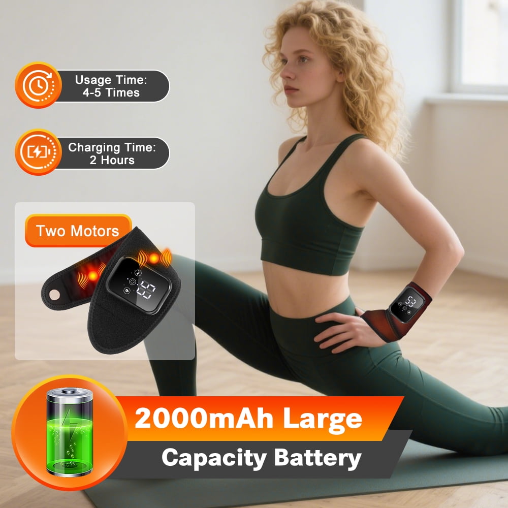 ROMYSE Cordless Wrist Heating Pad for Tendonitis & Carpal Tunnel Relief – Rechargeable Heated Wrist Brace with 3 Heat & 3 Vibration Modes, Electric Hot Compress Wrist Wrap,2PCS