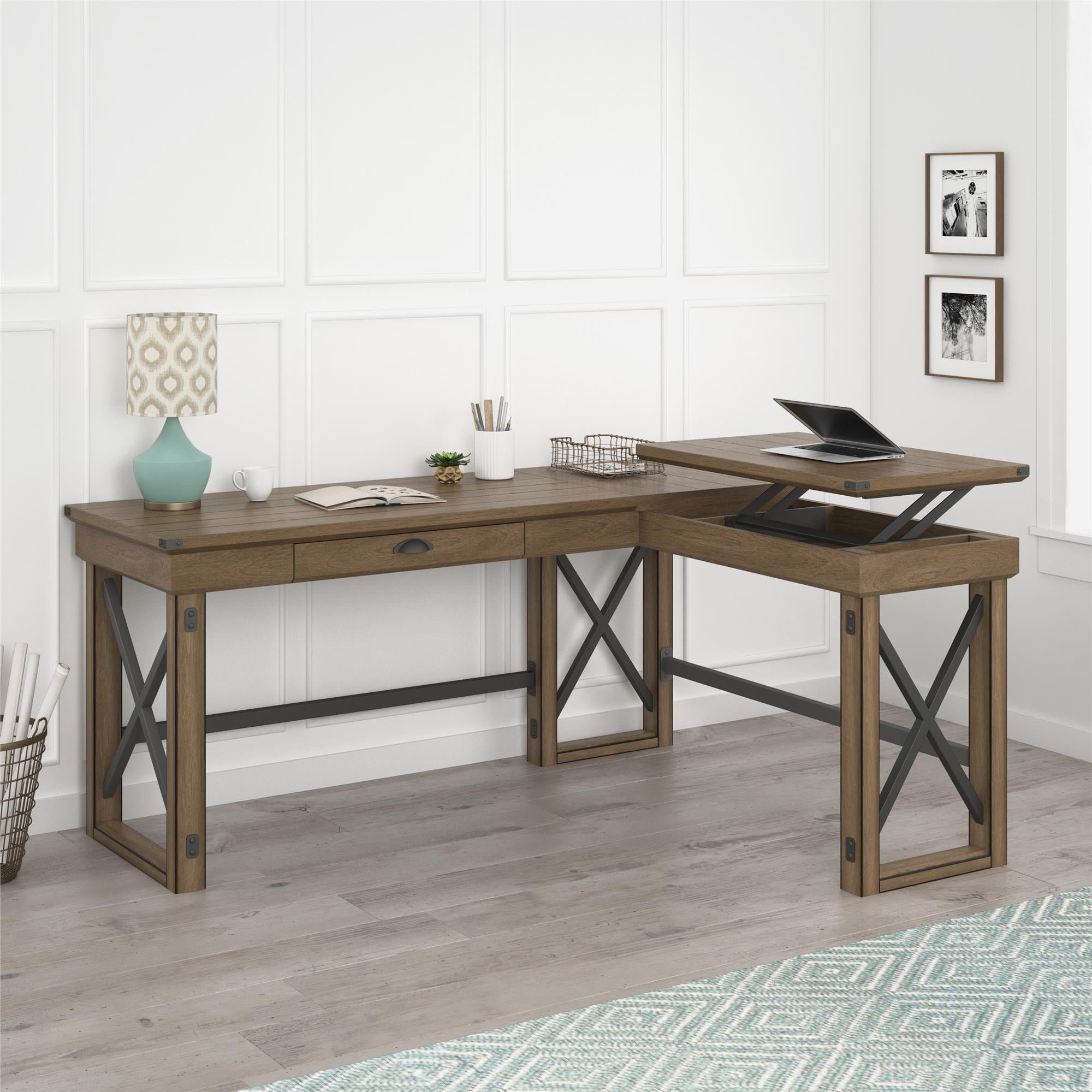 Ameriwood Home Wildwood LShaped Desk with Lift Top, Multiple Colors