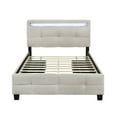 thumbnail image 4 of Full Size Platform Bed with LED Frame,Linen Fabric Upholstered Platform Bed Frame with 4 Drawers for Bedroom,Beige, 4 of 7