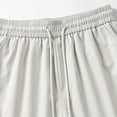 thumbnail image 6 of Yertdoel Mens Shorts Solid Color Elastic Waist Drawstring Knee Length Shorts with Pockets Soft Comfortable Loose Breathable Outdoor Workout Walking Summer Casual Shorts, 6 of 8