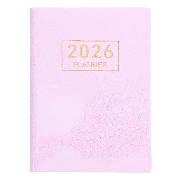 Mini agenda diaria 2026, tamaño A7, calendario de bolsillo compacto con tapa de PU, planificador mensual y semanal en inglés para bolso.