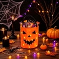 thumbnail image 2 of Halloween Light Up Candy Bucket Tote Bag, Reusable LED Trick or Treat Basket with Handle, Collapsible Fabric Candy Holder for Halloween Party Favors, Halloween Night Decor, 8.66 inch x 9.45 in, 2 of 6