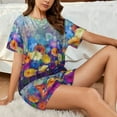 thumbnail image 5 of Yiaed Spring Flower Seasonal Print Short Sleeve Pajama Sets for Women Casual Crew Neck 2 Piece Lounge Sets Women's Short-Sleeved Pajama-Medium, 5 of 5