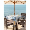 thumbnail image 3 of Outdoor Tablecloth with Umbrella Hole for Patio/Picnic/Party/Camping, Blue Eucalyptus Coastal Waterproof Table Cloth Square Cover Washable, Beach Starfish Shell Nautical Retro (60"x 60"), 3 of 8