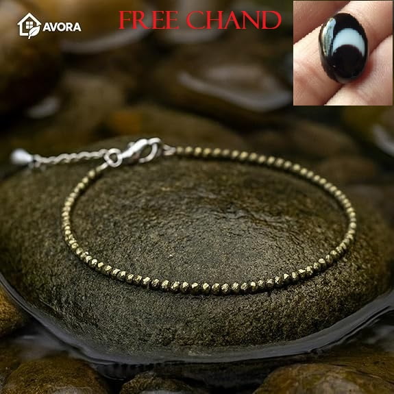 Raw Pyrite Anklet for Women | Natural Stone Jewellery for Wealth, Luck & Protection | Certified Crystal | Spiritual Healing Jewellery Gift for Girls & Women | Adjustable Payal Bracelet