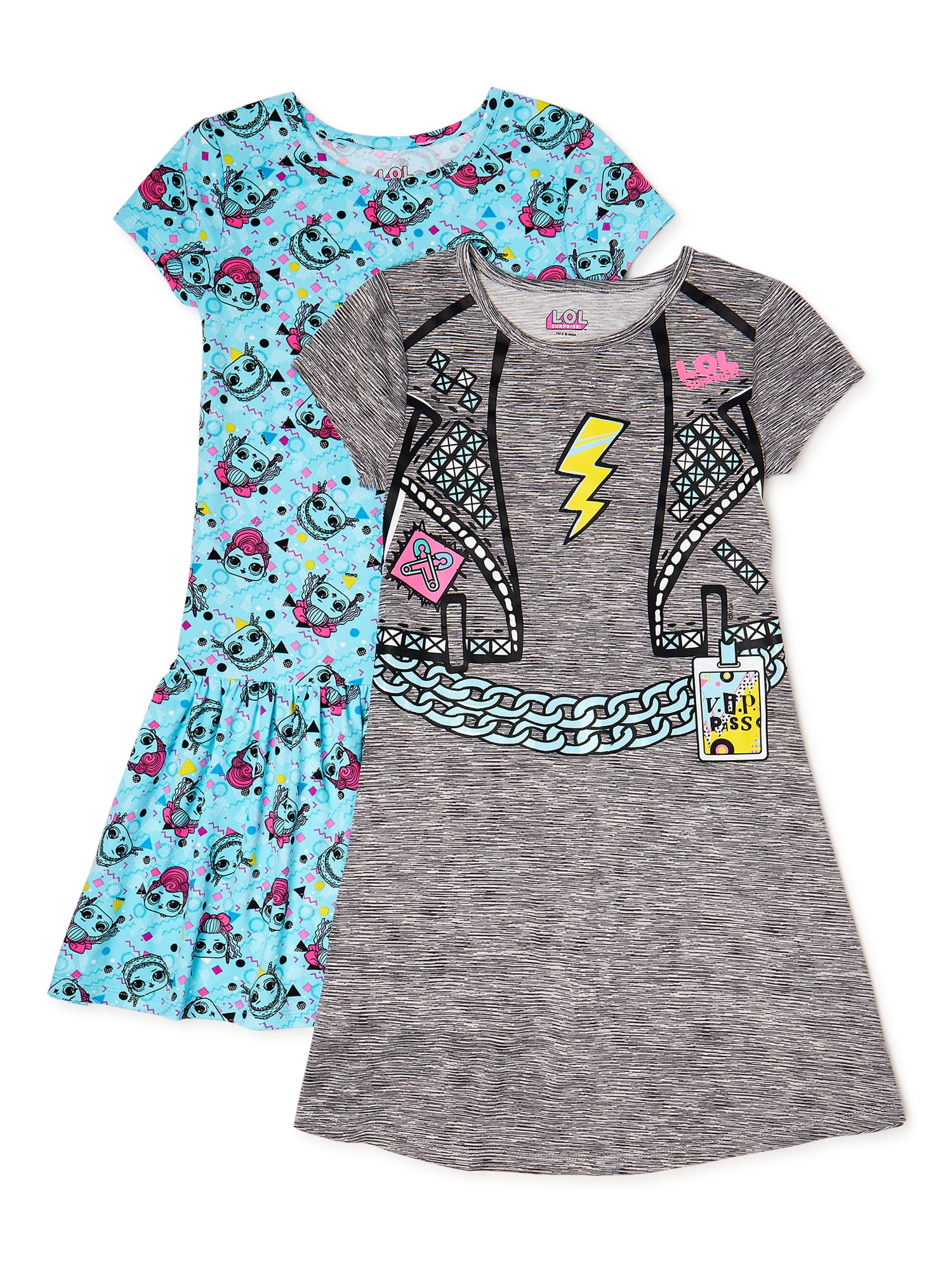 L.O.L. Surprise! Girls Short Sleeve Play Dress, 2-Pack, Sizes 4-12
