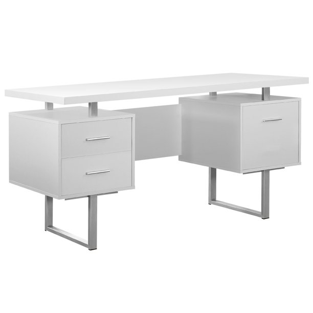 Bureau d'ordinateur Monarch bois blanc 3 tiroirs 47,25 po x 30 po