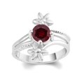 thumbnail image 1 of Sterling Silver 1.07ct Garnet Solitaire Flower Ring, 1 of 2