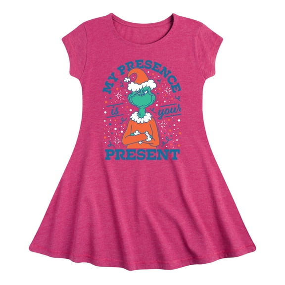 Dr. Seuss The Grinch - Christmas - My Presence Is Your Present - Toddler & Youth Girls Fit & Flare Dress