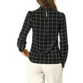 thumbnail image 3 of INSPIRE CHIC Women's Wear-to-Work Tops Checks Bow-Tie Neck Long Sleeve Blouses 2XL Black, 3 of 7