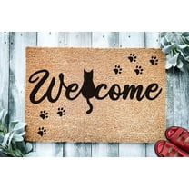Welcome Sitting CatCute Black Cat Doormat | Welcome Mat | Funny Door Mat | Funny Gift | Home Front Entrance Door Mat for Indoor and Outdoor Entrance Mat Bedroom Mat Anti-slip16x24 Inches Halloween