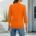 thumbnail image 4 of Classic Polo Shirts for Women 3/4 Sleeve V Neck Collared Tops Basic Trendy Beach Casual Tees Summer Saffron 2XL, 4 of 5