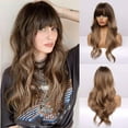 thumbnail image 1 of Perruque avec Frange Blonde Longue Ondulée Résistante à la Chaleur pour Cheveux pour Fête Quotidienne (Blond Gris Foncé), 1 of 1