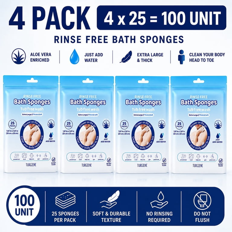 Turgiene Rinse-Free Disposable Bath Sponges, 100-Count photo 6