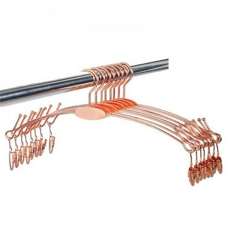 

5PCS Metal Underwear Bra Rack Durable Fashion Children Clothes Hangers Hook Lingerie Shop Display Hanger with Clips (Rose Gold)