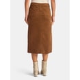 thumbnail image 3 of Time and Tru Women's Corduroy Midi Skirt with Front Slit, Sizes 0-20, 3 of 5