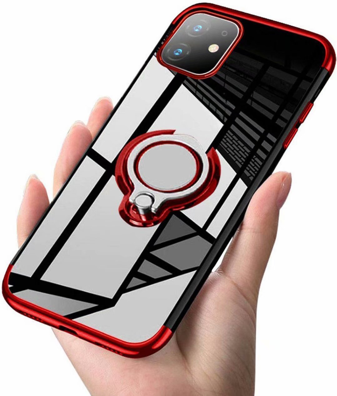 Designed for iPhone 11 Case Clear 6.1 Slim 360° Adjustable Ring Holder