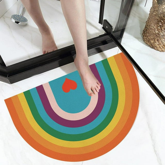 Feltree Rainbows Decorate Mat - Front Door Mat - Bath Rug Super Absorbent Dry - Rubber Backing Non Slip Washable Bathroom Floor Mats - 16x24 IN