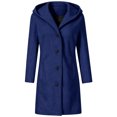 thumbnail image 7 of Husipze Women Winter Casual Single Breasted Hooded Jacket Pea Coat Long Wool Blend Coat Jacket Trench Coat Overcoat Dark Blue 3XL, 7 of 7