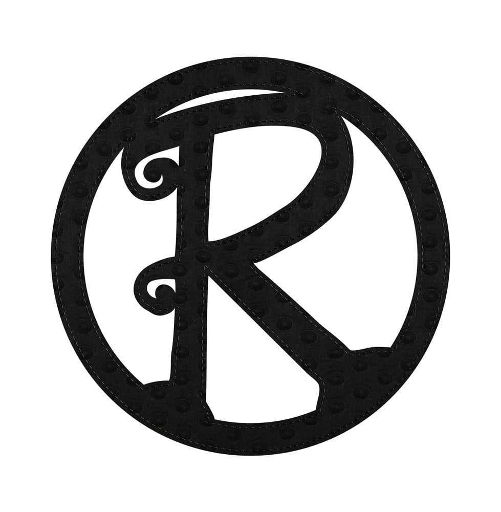 Evergreen Black Embossed Outdoor Safe Felt Monogram R Letter Insert