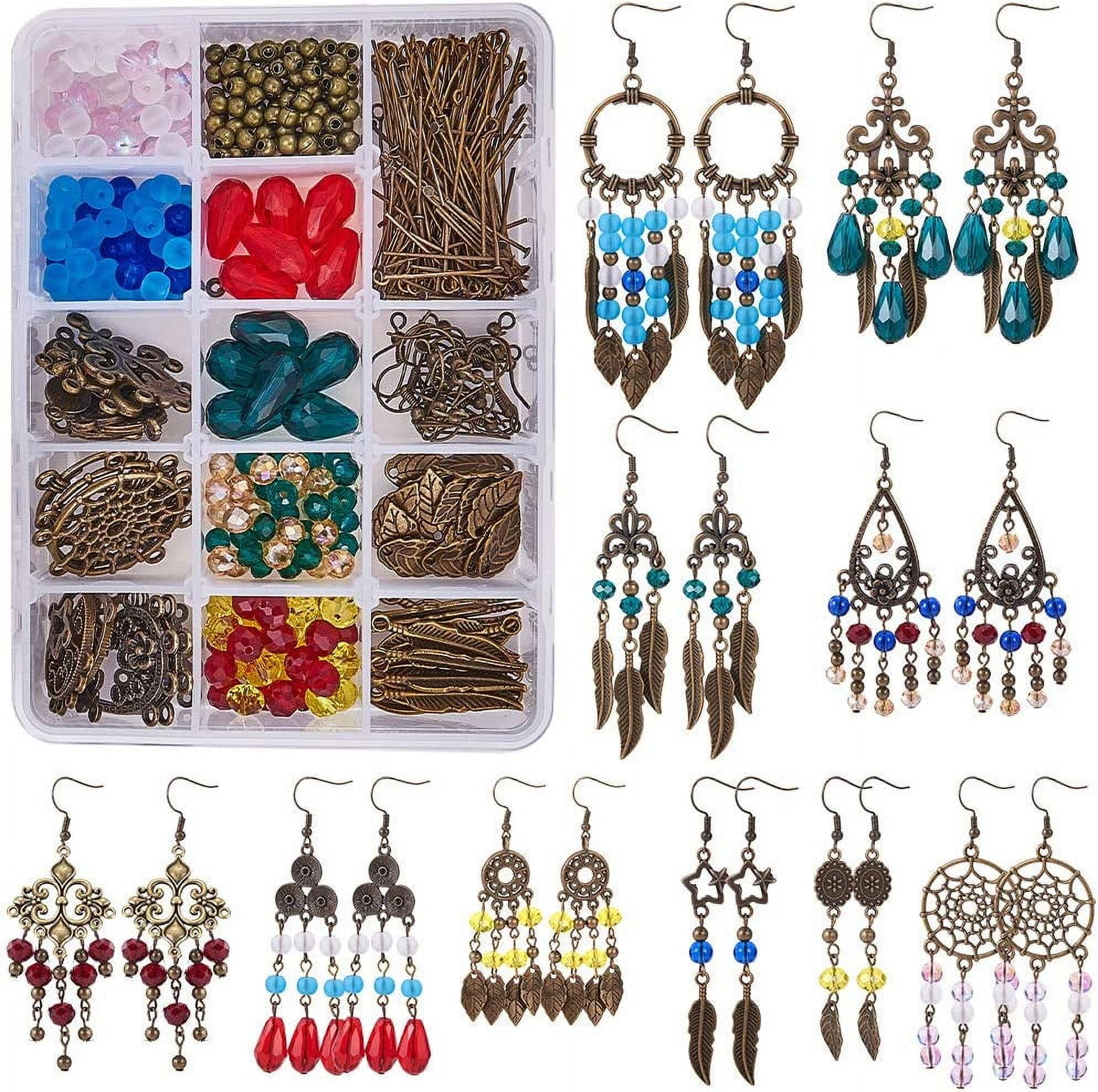 DIY Earring Making with Freshwater Shell Pendants Alloy Chandelier Components Links Natural & Synthetic Gemstone Beads and Brass Earring Hooks Mixed Color 4.6mm