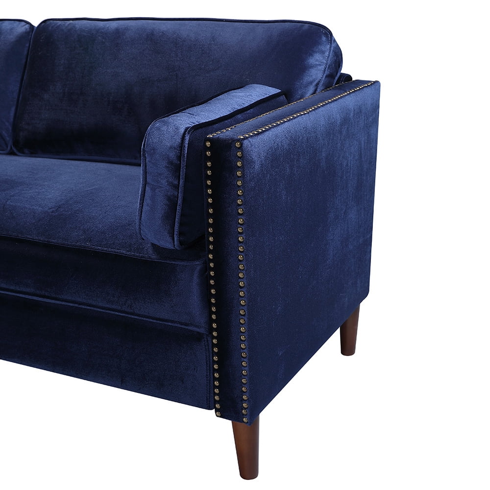 Kepooman 73" Modern Velvet Farbic Loveseat Sofa, Overstuffed Classically 3-Seater Armrest Sofa Bed for Living Room Bedroom Office, Blue Kepooman 73" Modern Velvet Farbic Loveseat Sofa, Overstuffed Classically 3-Seater Armrest Sofa Bed for Living Room Bedroom Office, Blue