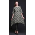 thumbnail image 4 of Bimba Gray Damask Floral Printed Tops For Women Asymmetric Kurti Summer Dress For Girls XX-Large, 4 of 6