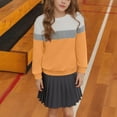 thumbnail image 4 of Girls Sweatshirts Long Sleeve Crewneck Pullover Color Block Lightweight Fall Winter Casual Everyday Wear Top 1-15 Years, 4 of 5
