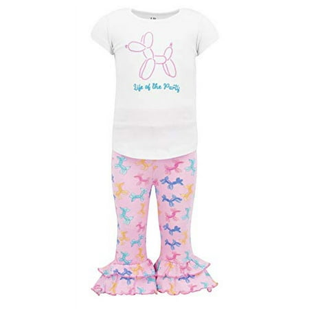 Girls Life of The Party Flare Pant Birthday Outfit (5) Pink
