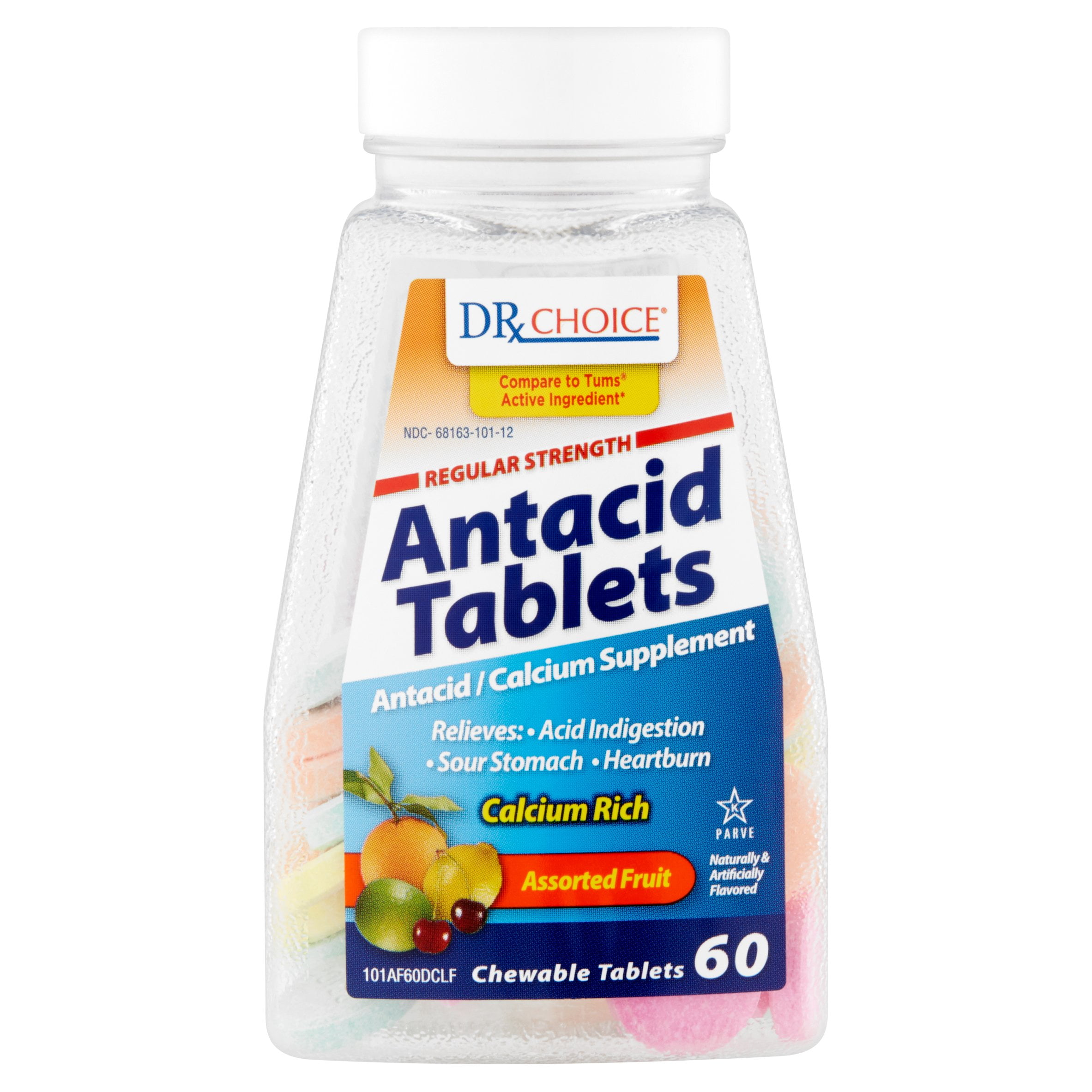 DRX Choice Antacid Tablets Assorted Fruit Chewable Tablets, 60 count