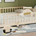 thumbnail image 3 of Queen Size Floor Bed,Pine Wood Montessori Floor Bed with Safety Guardrails and Reinforced Slats Support,Queen Size Bed Frame for Girls and Boys,No Box Spring Needed,Quick Assembly,Natural, 3 of 7