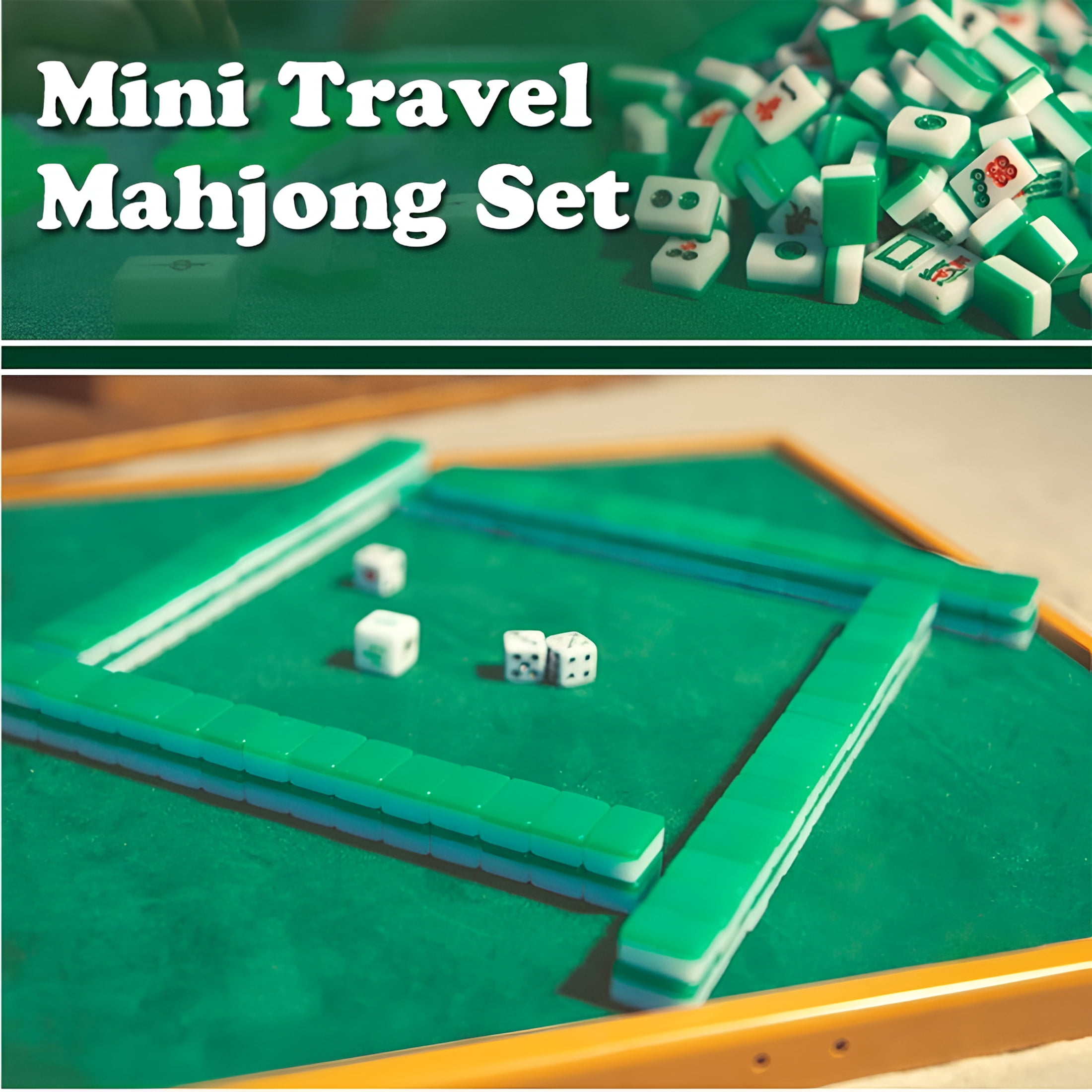BESTSKY 2026 New Travel Mahjong Set with Folding Mahjong Table Portable Leisure Mah Jong Game Kit for Travel,Party,Game Night,Indoor,Outdoor,Leisure