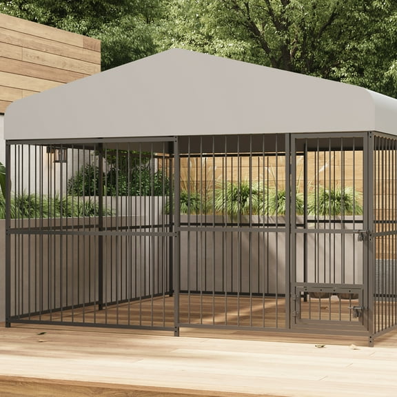 Outdoor Dog Kennel, 10 x 10 x 6FT Heavy Duty Dog Pen Playpen Dogs Run Enclosure with Safety Locks Dog House for Garden, Backyard